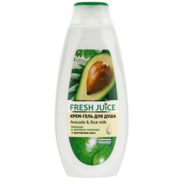 "Fresh Juice" крем-гель для душа "Авокадо и рисовое молочко" 400мл.